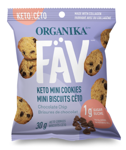 加拿大無麥麩生酮骨膠原迷你朱古力曲奇 Organika FAV Keto Chocolate Chip Mini Cookies (30g)