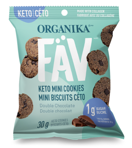 加拿大無麥麩生酮骨膠原迷你雙重朱古力曲奇 Organika FAV Keto Double Chocolate Mini Cookies (30g)
