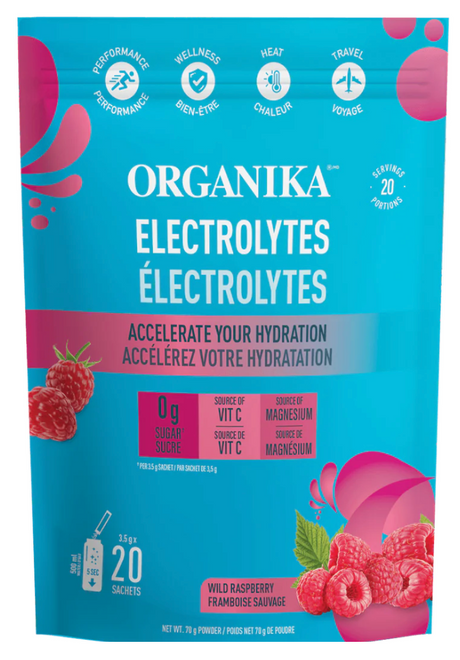 加拿大電解礦物質冲劑 - 紅莓味 (20包裝) Organika Electrolytes Wild Raspberry (20 sachets x 3.5g)