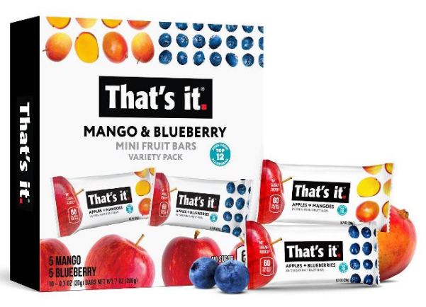 藍莓蘋果 + 芒果蘋果迷你棒10件裝 That's it Blueberry + Mango Apple Mini Fruit Bar Mixed Pack (20g x 10)