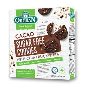 無麥麩低糖朱古力餅乾 Orgran Sugar Free Cacao Cookies (130g)
